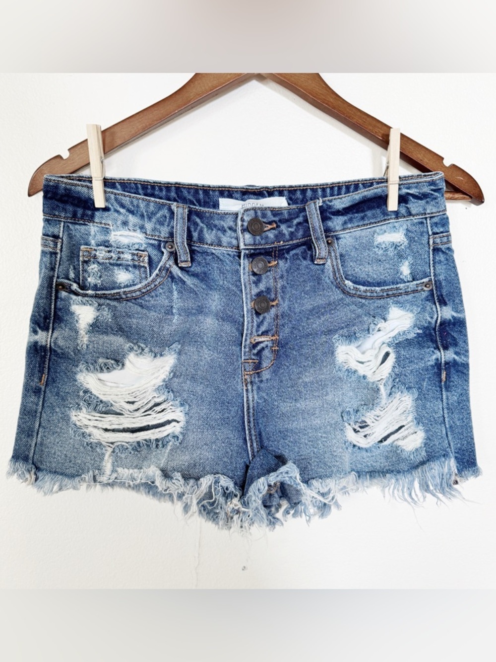 Blue Distressed Denim Jean Shorts - Women